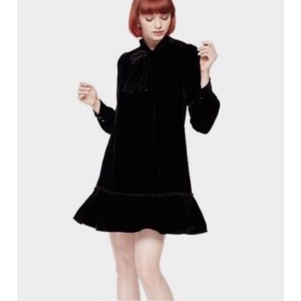 kate spade Black Velvet Mini Dress with Bow